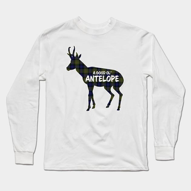 Antelope Critter - MacLaren Plaid Long Sleeve T-Shirt by Wright Art